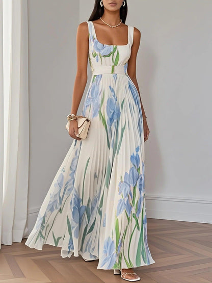 Women's maxi sleeveless dress with a square neckline