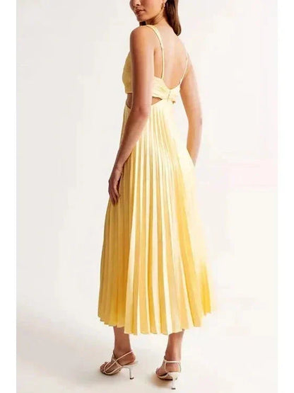 Women's midi sleeveless dress with a V-neckline
