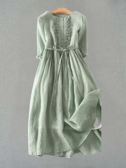 Women's dress with a round neckline