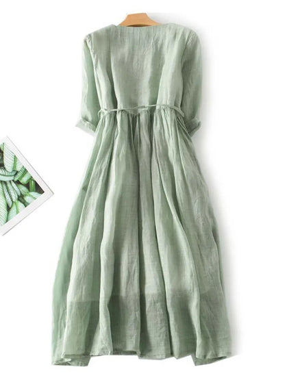 Women's dress with a round neckline