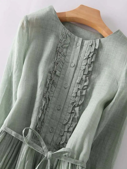 Women's dress with a round neckline