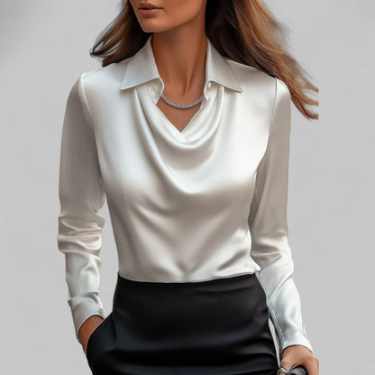 Women's blouse with a draped neckline