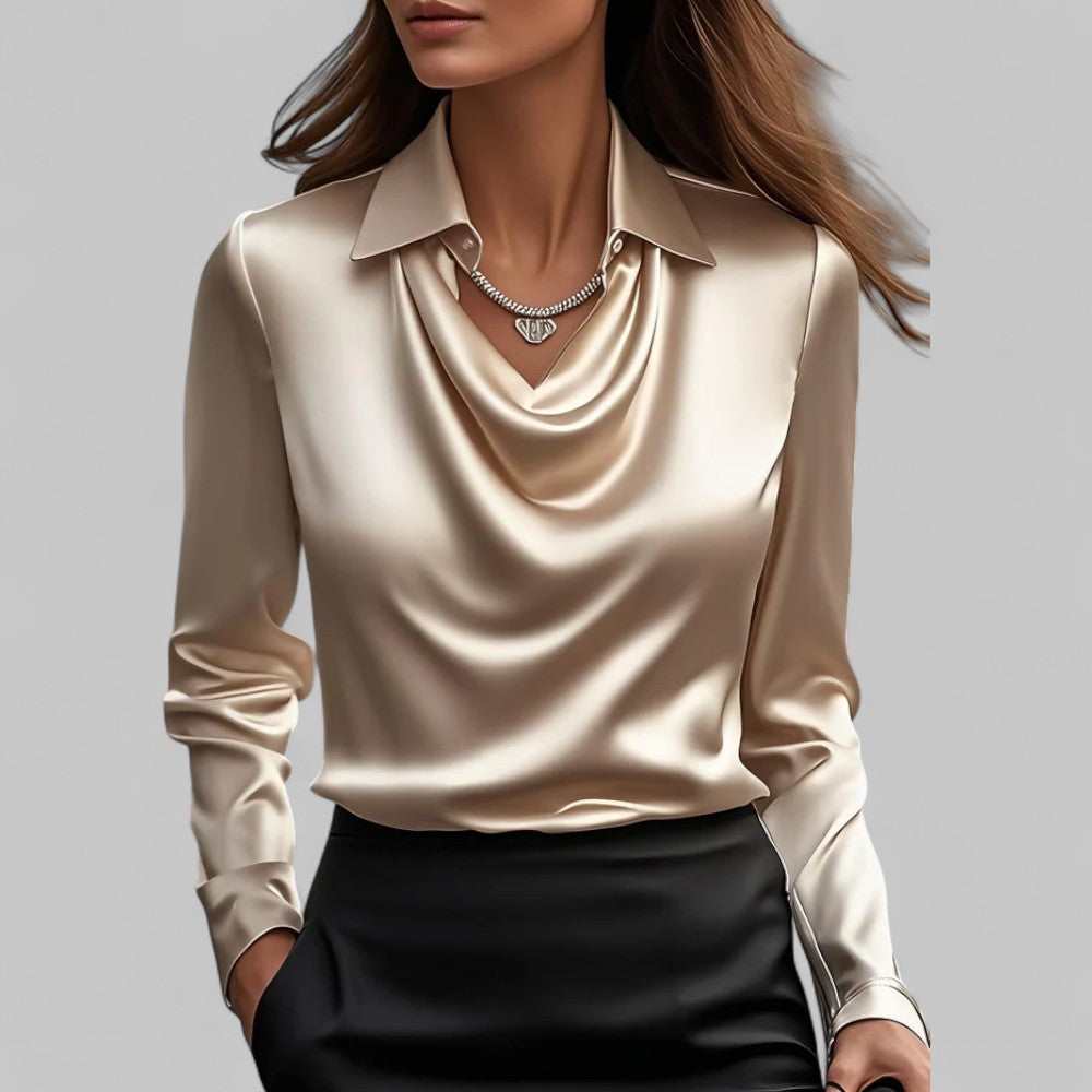 Women's blouse with a draped neckline