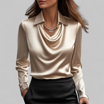Women's blouse with a draped neckline