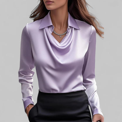 Women's blouse with a draped neckline