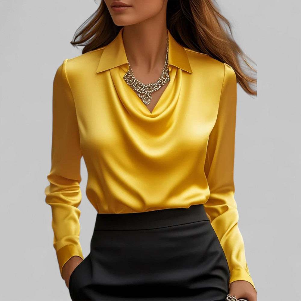 Women's blouse with a draped neckline