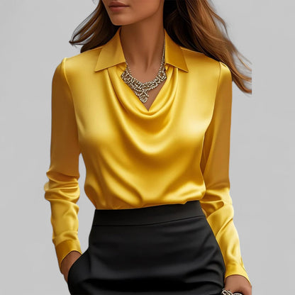 Women's blouse with a draped neckline