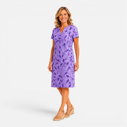 Women's midi dress with a V-neckline