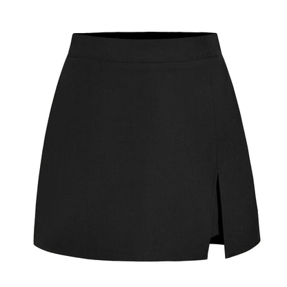 Women's high-waist front-slit skort in Black