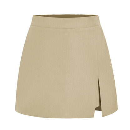 Women's high-waist front-slit skort in Beige