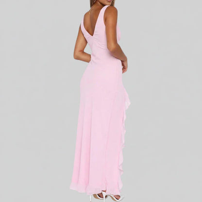 Women's maxi sleeveless dress with a V-neckline
