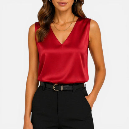 Women's sleeveless blouse with a V-neckline