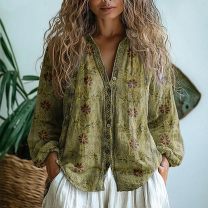 Blouse Women's | Boho Print & Relaxed V-Neck