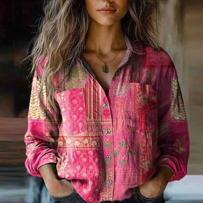 Blouse Women's | Bohemian Vintage Print & Long Sleeve