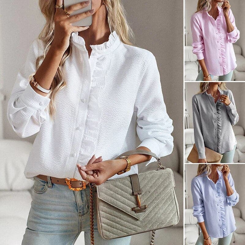 Women's long-sleeve blouse with a button front