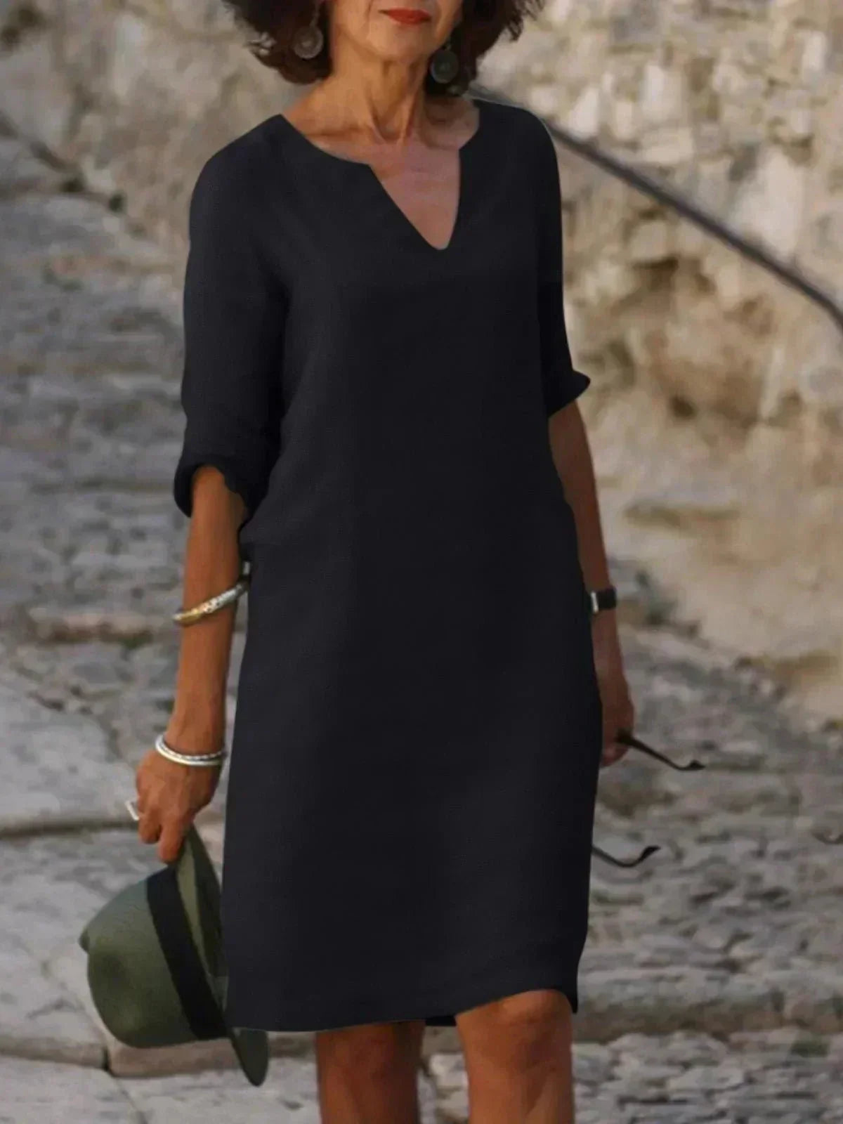 Women's dress with a V-neckline