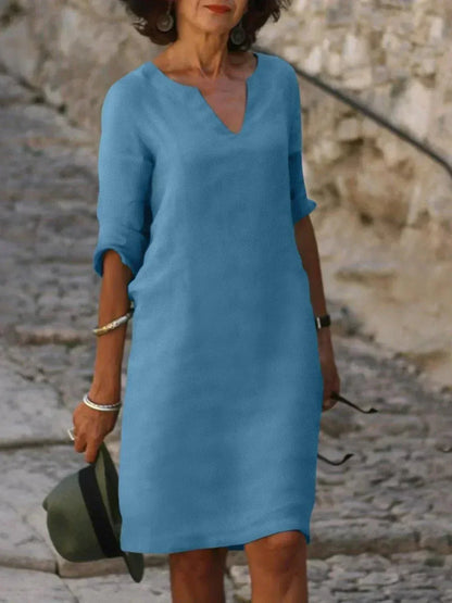Women's dress with a V-neckline