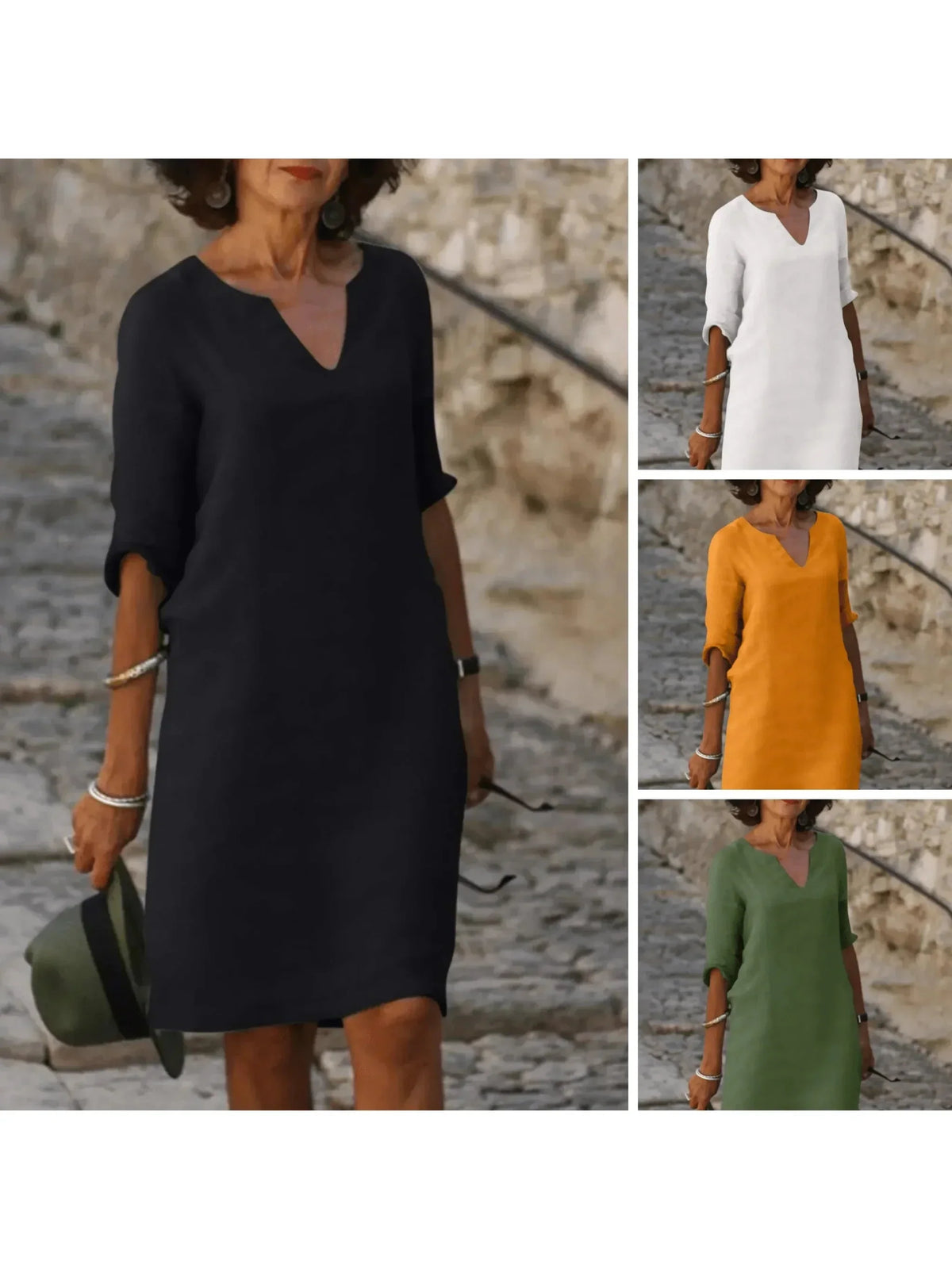 Women's dress with a V-neckline