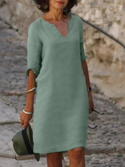 Women's dress with a V-neckline
