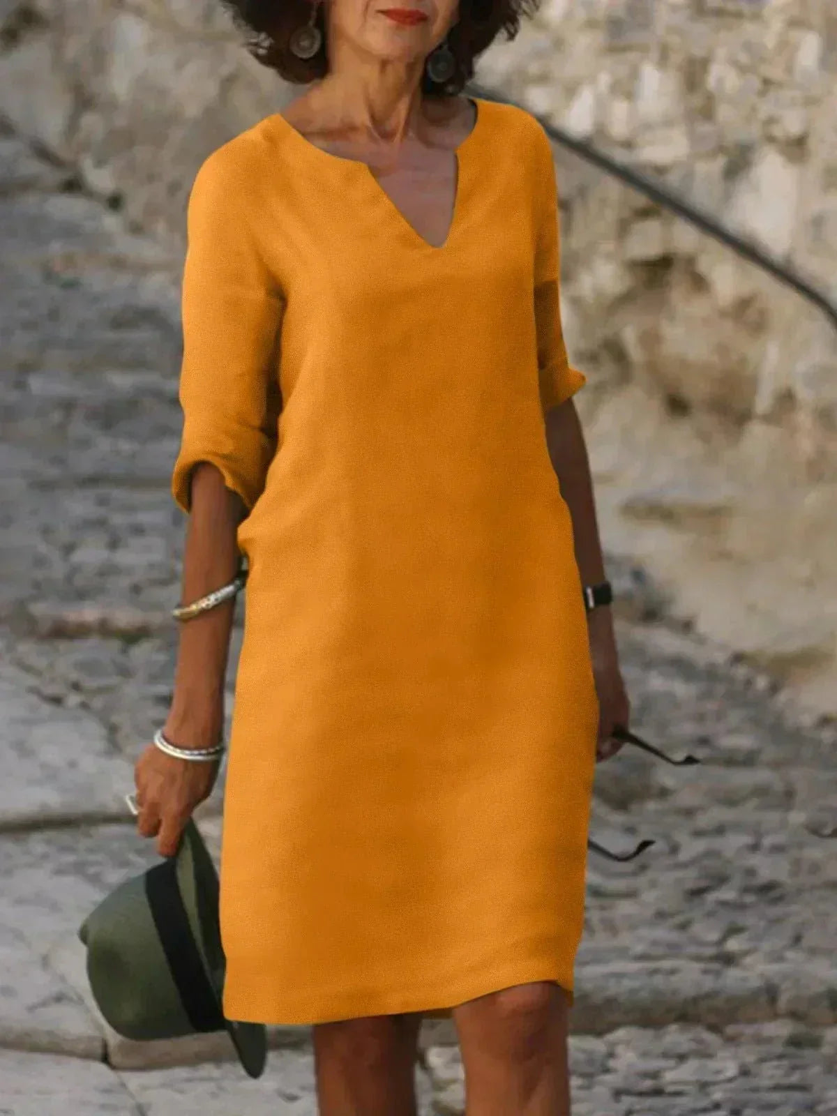 Women's dress with a V-neckline