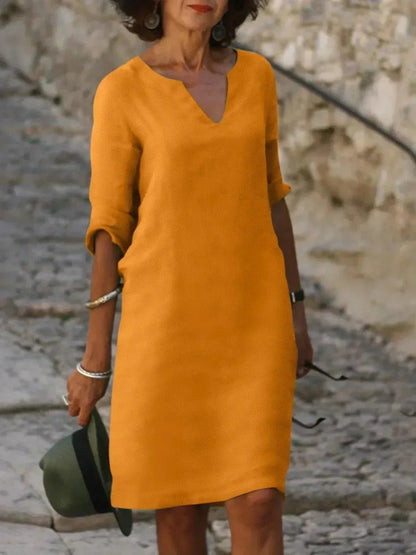 Women's dress with a V-neckline
