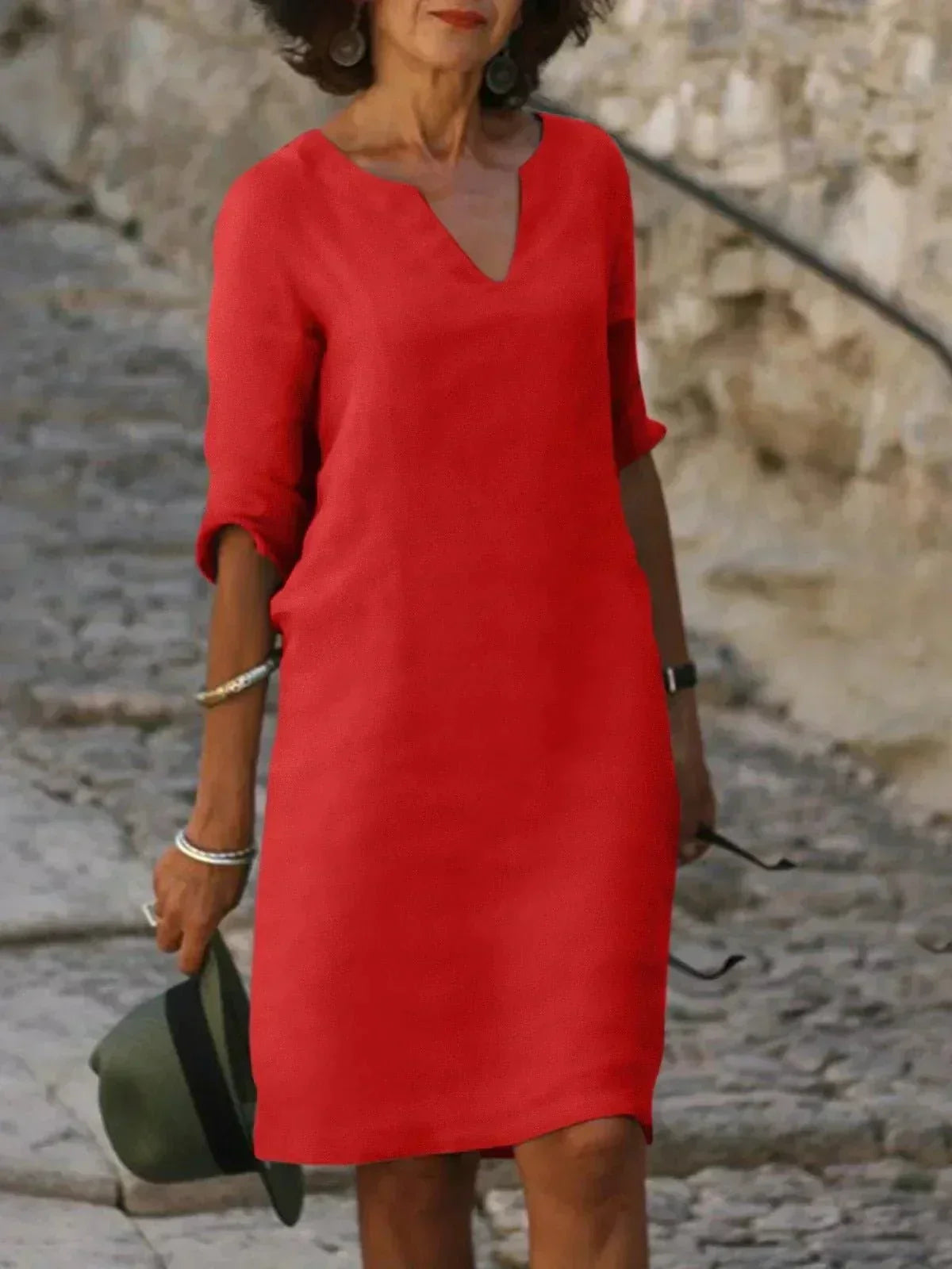 Women's dress with a V-neckline