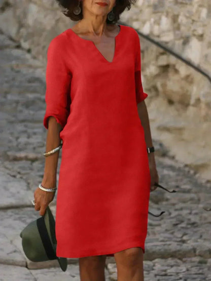 Women's dress with a V-neckline