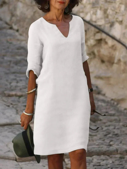 Women's dress with a V-neckline
