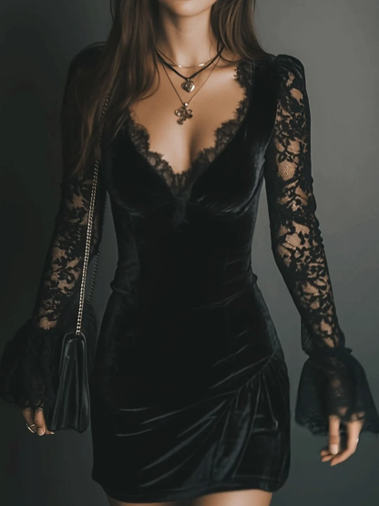 Mini dress with a V-neckline