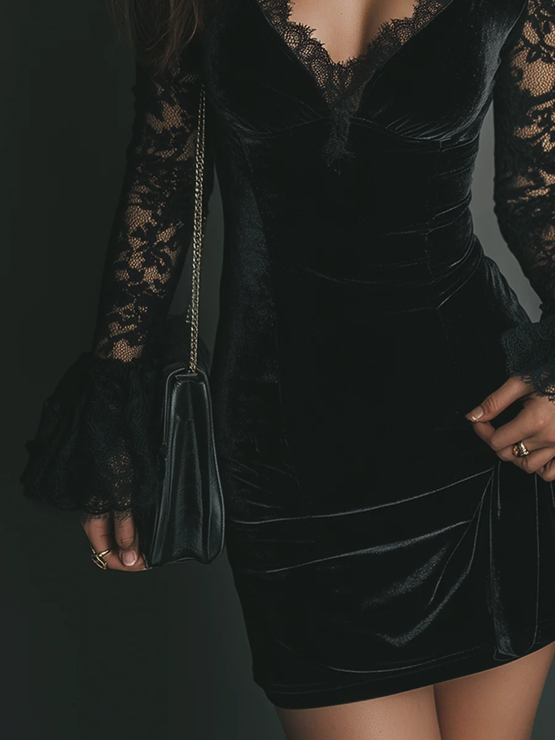 Mini dress with a V-neckline