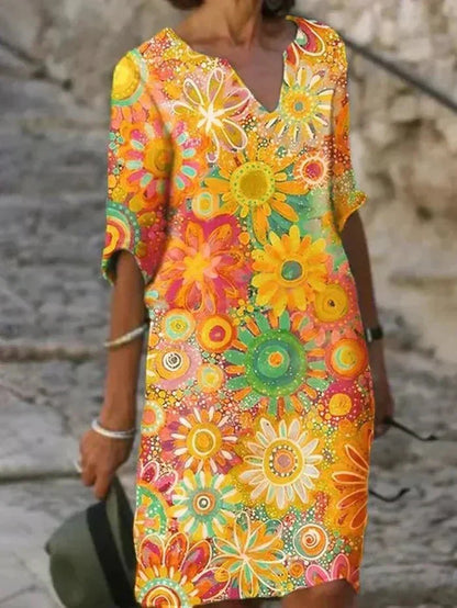 Vibrant Floral Midi Dress for Every Occasion