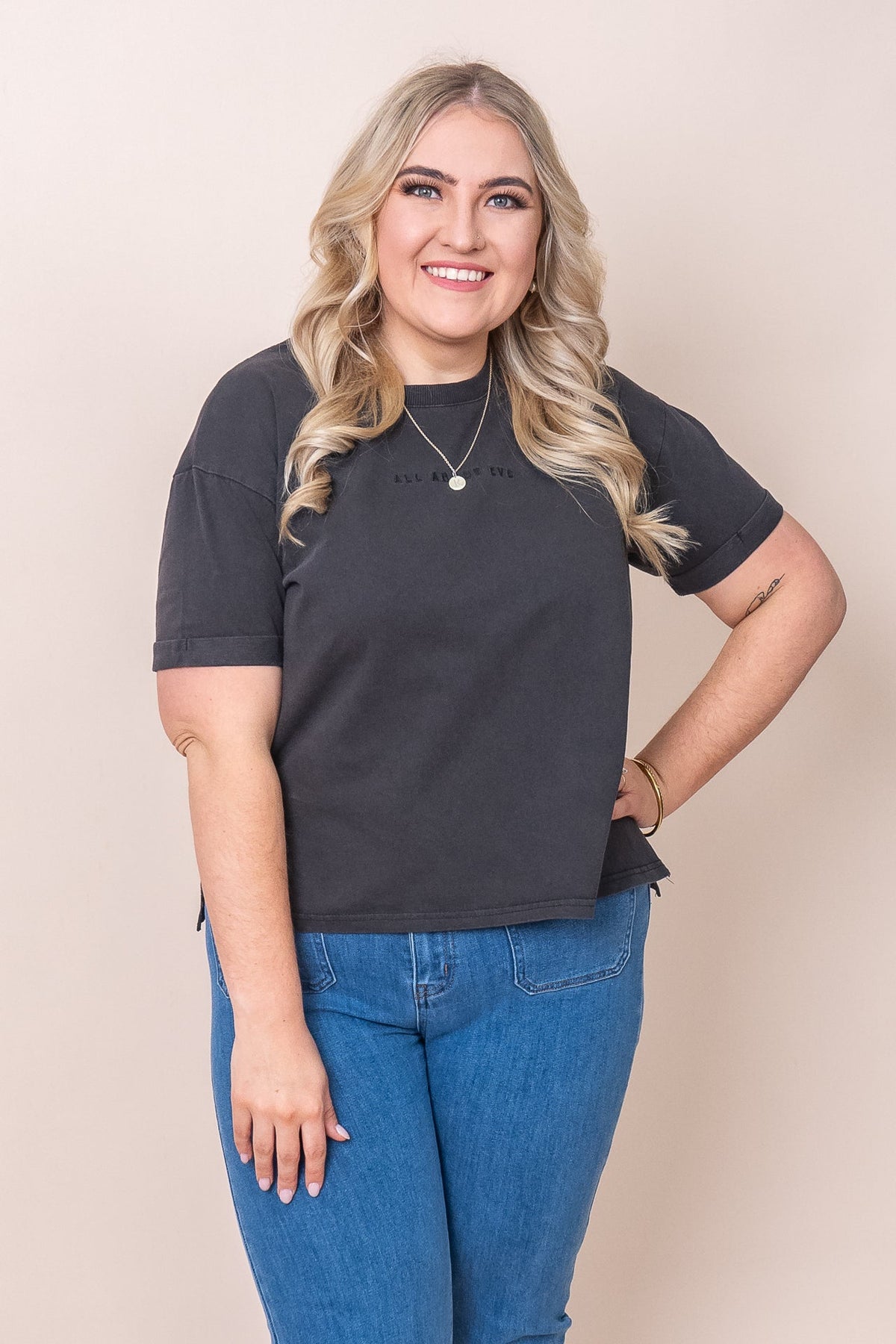 T-shirt with a round neckline