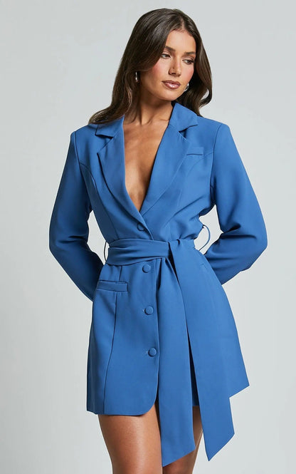 Women's wrap mini dress with a button front