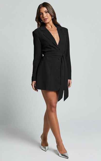 Women's wrap mini dress with a button front